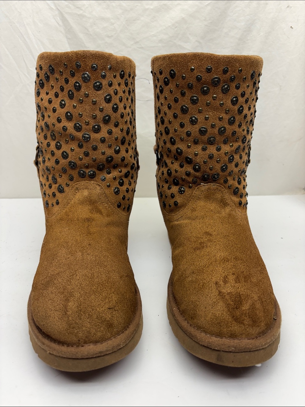 UGG Women’s Suede Studded Short Boot - Brown, SZ 9